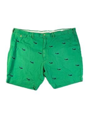 Polo Ralph Lauren Mens 50B Green Whale Em Embroidered Shorts Classic Cotton Prep